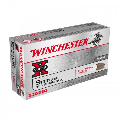 Winchester Pistolen Munition 9mmLuger,USA,124gr,FMJ 50 Stk.