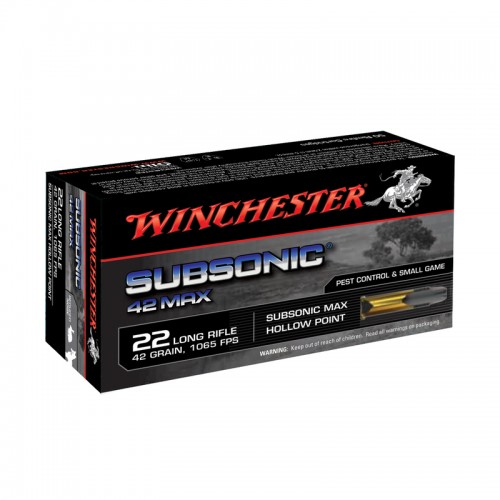 Winchester Pistolen Munition Randfeuer 22LR,Subsonic Max,42gr,HP 50 Stk.