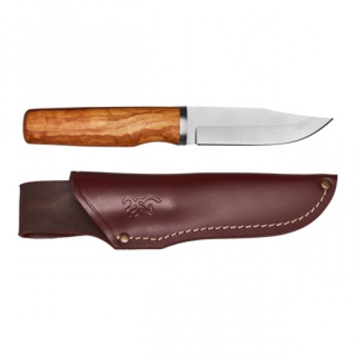 Browning Jagdmesser mit Olivenholzgriff und Ledertasche,...
